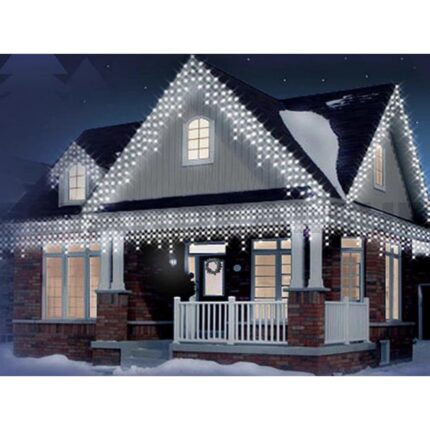 Instalatie luminoasa de craciun 300 leduri, 13 m, exterior/interior, tip perdea de turturi alb rece