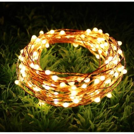 Instalatie de Craciun Tip Liniar, 8 Jocuri de Lumini, Fir Cupru,10 m 100 LED -uri, Alb Cald