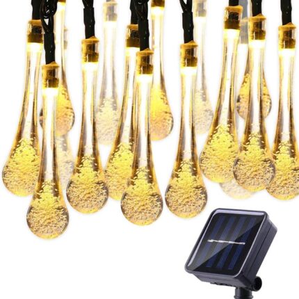 Instalatie cu incarcare solara, 6.5 m, 30 LED-uri, Impermeabil, 8 moduri, Lumina calda