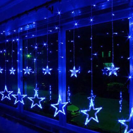 Instalatie craciun, perdea luminoasa ploaie de stele, pentru interior sau exterior, interconectabila, 3 metri, lumini LED, albastru