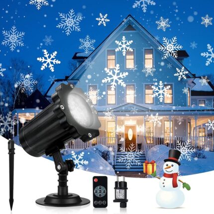 Proiector Craciun, YWX, LED, Model fulgi, 12W, 110/240V, IP65, Negru
