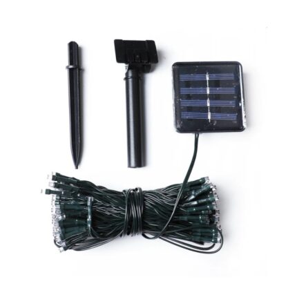 Instalatie 100 LED, pentru exterior, cu incarcare solara, alb rece