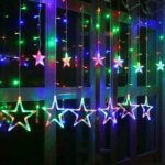 Instalatie de Craciun GALAXIA, Perdea luminoasa ploaie, 12 Stele, Interconectabila, Multicolor, 220cm