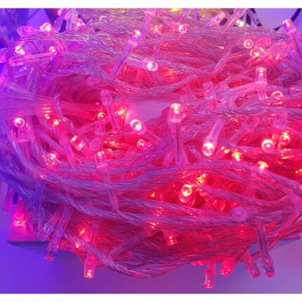 Instalatie de Craciun tip liniara, 9 m, 100 LED-uri, Rosu, fir transparent