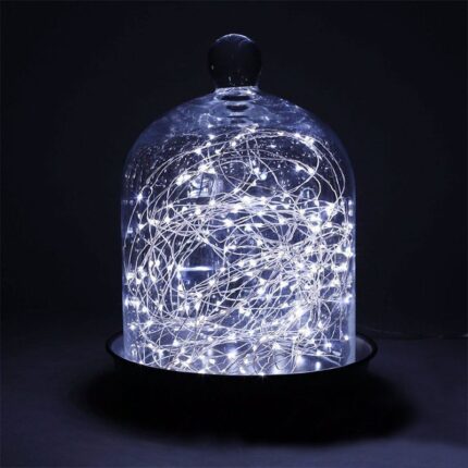 Instalatie de Craciun cu Baterii Tip Liniar, Flippy, 5 m 50 LED -uri, 2 jocuri de lumini, Fir Cupru, Alb Rece