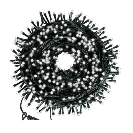 Instalatie LED Liniara EDAR, cu 100 de LED -uri, 8 m lungime, fir verde inchis, Alb rece