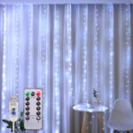 Instalatie de Craciun, NEVERMORE, Perdea, 3 m x 3 m, 300 led, 8 Moduri, alimentare USB, cu carlig, Rezistent Apa, Luminozitate reglabila, cu Telecomanda, Alb Rece