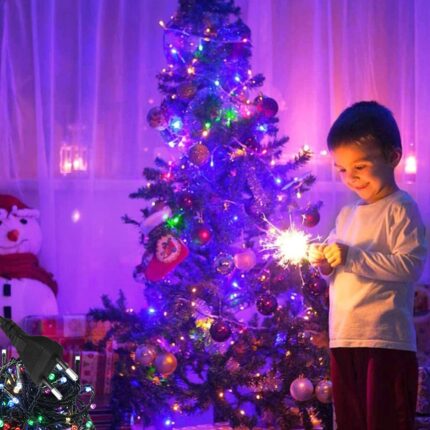Instalatie de Craciun Muzicala GREATON, Fir Verde, Tip Sir, 100 LED-uri, 10m, Pentru Interior So Exterior, Interconectabila, Conectare La Priza, Multicolor