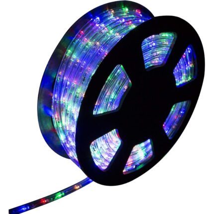 Instalatie Craciun, 50 m, 900 Led-uri, Furtun Luminos, Multicolor, Transformator, 8 jocuri de lumini, Sectionabila, 220 V