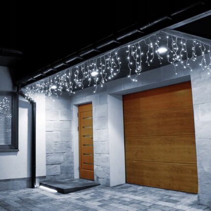 Instalatie luminoasa de craciun 600 leduri, 25 m, exterior/interior, tip perdea de turturi alb rece