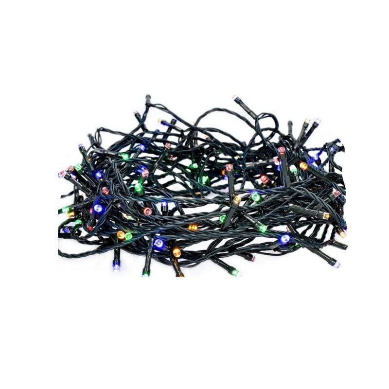 Instalatie brad Craciun, 100 becuri LED, 8m, lumina multicolora, 220v, 8 programe, VKTools