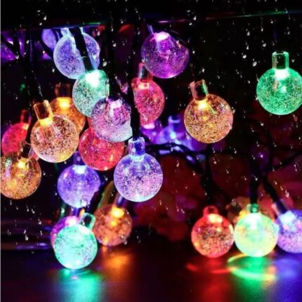 Perdea de lumina cu bile luminoase, instalatie decorativa, interior exterior, 40 LED-uri, 8 moduri, Multicolor