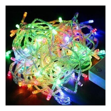 Instalatie Multicolora brad Craciun, 8M, 100 LED, sir fir transparent, interior