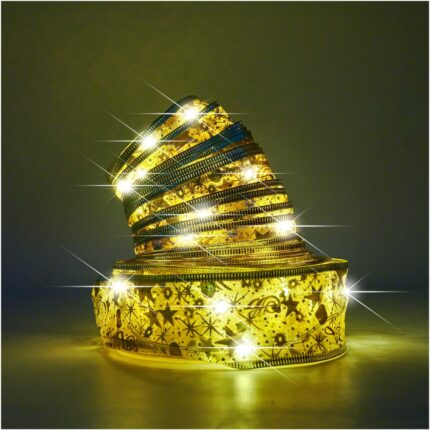 Instalatie cu led, tip panglica, lumina alb cald, cu baterii, 100 led-uri, 10 m