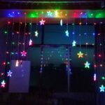 Instalatie perdea luminoasa pentru craciun cu stele, 4 metri, multicolor