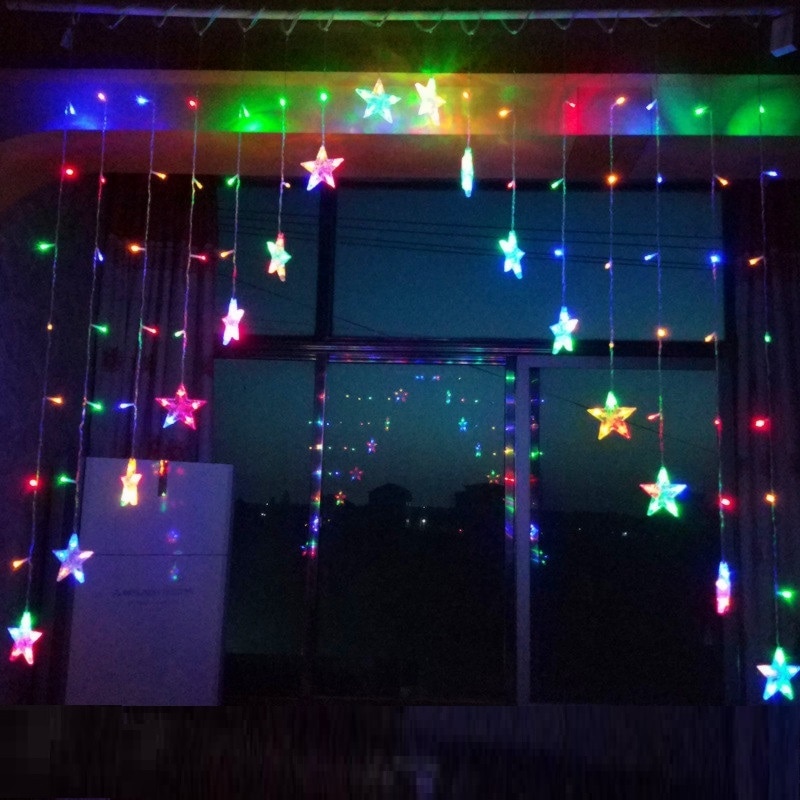 res_e7a595d7bf2d346319f71eab01ea0a65 Instalatie perdea luminoasa pentru craciun cu stele, 4 metri, multicolor