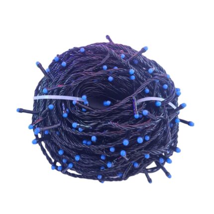 Instalatie de Craciun, 24 m, Liniara, Albastru, 300 leduri mici, fir negru, ghirlanda luminoasa pentru brad