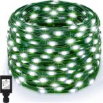 Instalatie de Craciun Exterior Liniara, NEVERMORE, 50 m, 500Led-uri, Rezistent Apa, 8 jocuri de lumini, Transformator, Alb Rece