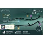 Instalatie luminoasa 180 LED Soft Basic Lumineo, 1350 cm, lumina multicolor, cablu negru, protectie IP44, utilizare interior/exterior