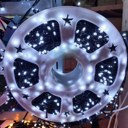 Instalatie de Craciun tip Liniara cu fir negru, 50 m, 500 LED-uri, Alb Rece