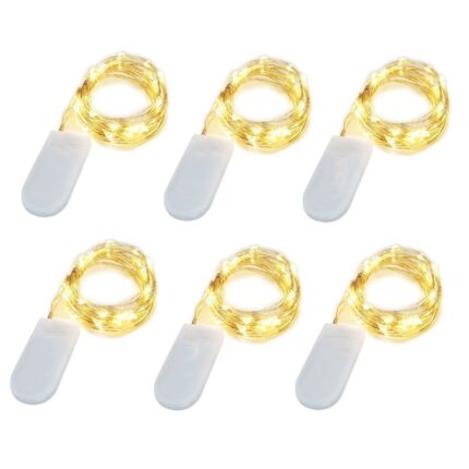 Instalatie de Craciun Tip Liniar, JENUOS®, 6 pachete, 2 m, Cu 20 LED, Rezistent la apa, Pentru decorarea curtii, Fir Cupru, Galben Cald