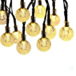 Corp de iluminat liniar tip coroana, 7 m, cu 50 becuri LED ovale, 220V, IP44, 8 moduri, rezistent la intemperii, lumina calda, pentru terasa/gradina