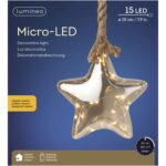 Glob decorativ cu microLED Lumineo, 20x6.5 cm, 15 microLED, lumina alb-cald, sticla