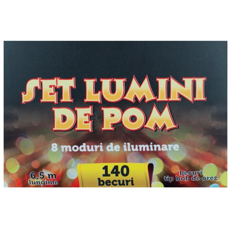 Instalatie 140 luminite eNoelle, model "bob de orez", lumina multicolora