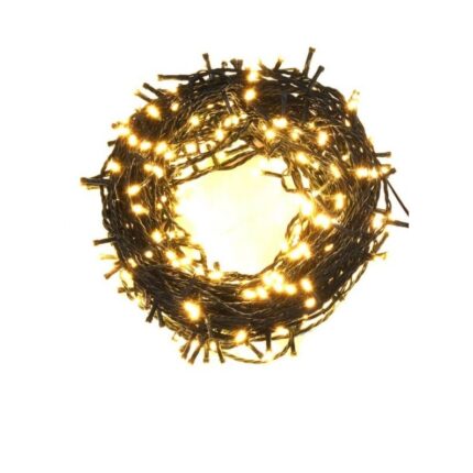 Instalatie de Craciun tip Liniara cu fir negru, 20 m, 300 LED-uri, Alb Cald, ghirlanda brad