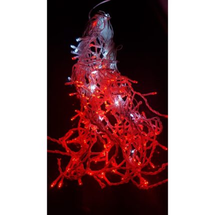 Instalatie de Craciun 4 m x 0.7, Perdea Franjurata, Rosie, 132 leduri, 9010R