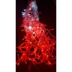 Instalatie de Craciun tip Perdea Franjurata, 8 m x 0.7 m, Rosie, 252 Led-uri, fire albe, interconectabila