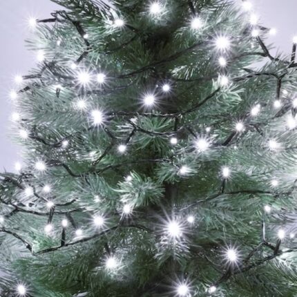 Instalatie Craciun pentru brad cu 8 programe, 140 LED-uri, 11m, Alb rece