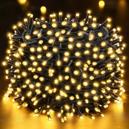 Instalatie Craciun Liniara, NEVERMORE, Interior/exterior, 8 jocuri de lumini, 80 m, 800 Led-uri, Alb cald