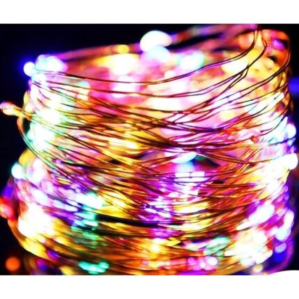 Instalatie Craciun, 10 metri, 100 LED-uri, multicolor, telecomanda 8 functii, USB, fir cupru, liniar, interior/exterior