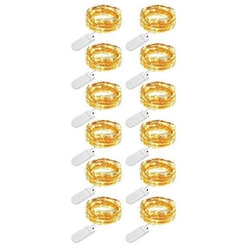 Set 12 Instalatii YSBER, Set 20 LED-uri, 2 m, cupru, Rezistente la Apa, Interior/Exterior, Alb Cald