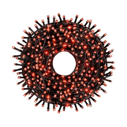 Instalatie De Craciun Nextfarma®, Lungime 100 m, Cu 8 Jocuri De Lumini, Alimentare 220V, Protectie IP44, Pentru Interior/Exterior, Rosu