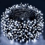 Instalatie Craciun Liniara, NEVERMORE, Interior/exterior, 8 jocuri de lumini, 20 m, 300 Led-uri, Alb rece