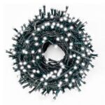 Instalatie De Craciun Tip Liniar GREATON, Lungime 24 m, Sir Lumini Alb Rece, Ideala Pentru Interior/Exterior, 8 Moduri de Iluminare, 300 LED-uri, Fir Verde