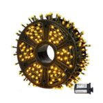 Instalatie De Craciun Nextfarma®, Lungime 100 m, Cu 8 Jocuri De Lumini, Alimentare 220V, Protectie IP44, Pentru Interior/Exterior, Alb Cald