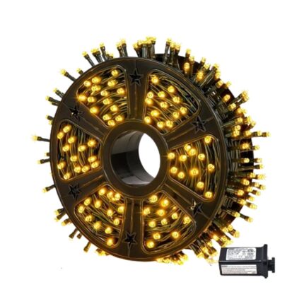 Instalatie De Craciun Nextfarma®, Lungime 100 m, Cu 8 Jocuri De Lumini, Alimentare 220V, Protectie IP44, Pentru Interior/Exterior, Alb Cald