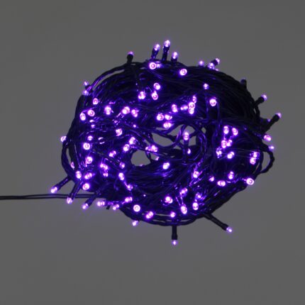 Instalatie brad Craciun, YANA, 60 LED-uri violet, 5.9 m, controler, interior / exterior, alimentare baterii