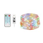 Instalatie Craciun, 10 metri, 100 LED-uri, multicolor RGB, sincronizare muzica, telecomanda 12 de functii, USB, fir cupru, liniar, interior/exterior, Flippy