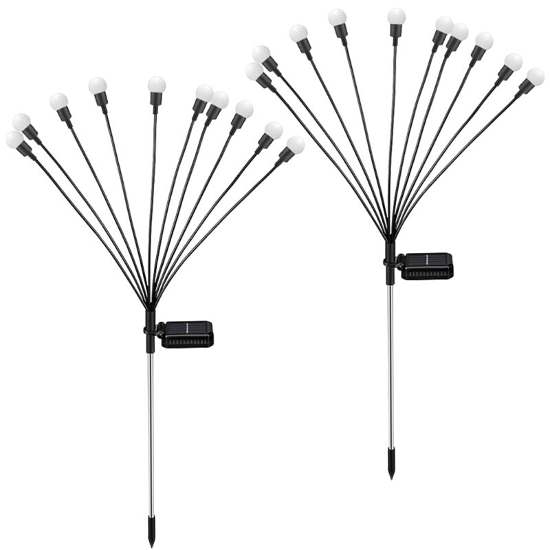 Set 2 Lampi solare de gradina, Yefound®, 10 LED, Efect de licurici, Material ABS, inalt 73cm, Alb cald