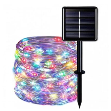 Instalatie cu incarcare solara Impact Vision®, 100 led, 10 m lungime, fir cupru, multicolor