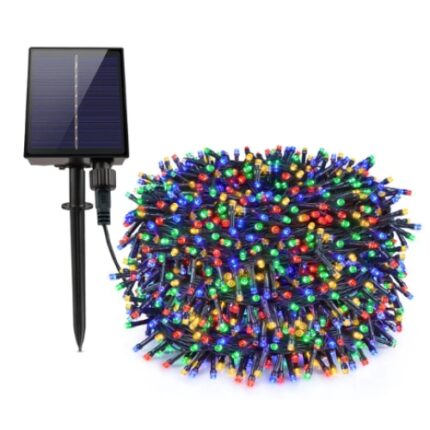Instalatie solara, 500 LED, 50 metri, exterior, multicolor