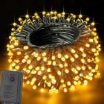 Instalatie GREATON De Craciun 40m Liniara 500 LED -uri, 8 jocuri de lumini, Pentru Exterior/Interior, Fir Verde Inchis, Lumina Alb Cald