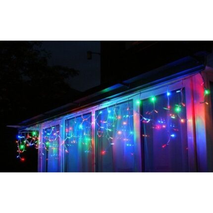 Instalatie de Craciun, 2,5 m x 0.35 m, Perdea, Multicolor, 40 leduri, Sdx Market®, perdea luminoasa de exterior