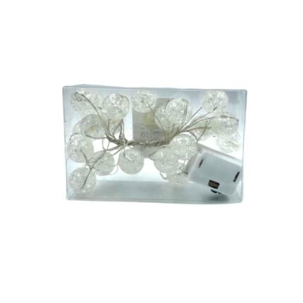 Instalatie decorativa LED cu 20 becuri, cu baterii, fir de 2 m, culoare alb cald