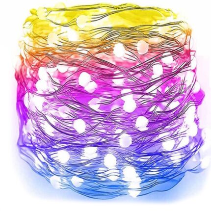 Instalatie de Craciun cu Baterii Tip Liniar, Sternhoff, Functioneaza pe baterii, 50 micro LED-uri, fir de argint impermeabil, lumini licurici pentru proiecte DIY, decoratiuni pentru nunti, petreceri, dormitor, Craciun, culoare multicolor