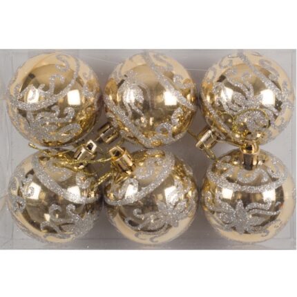 Set 6 globuri decorate eNoelle, auriu, diam. 6 cm
